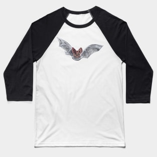 Spooky Bat Pattern - Black Baseball T-Shirt